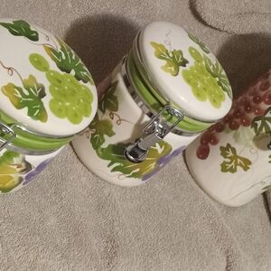 Ceramic Canister Set with Grape Design